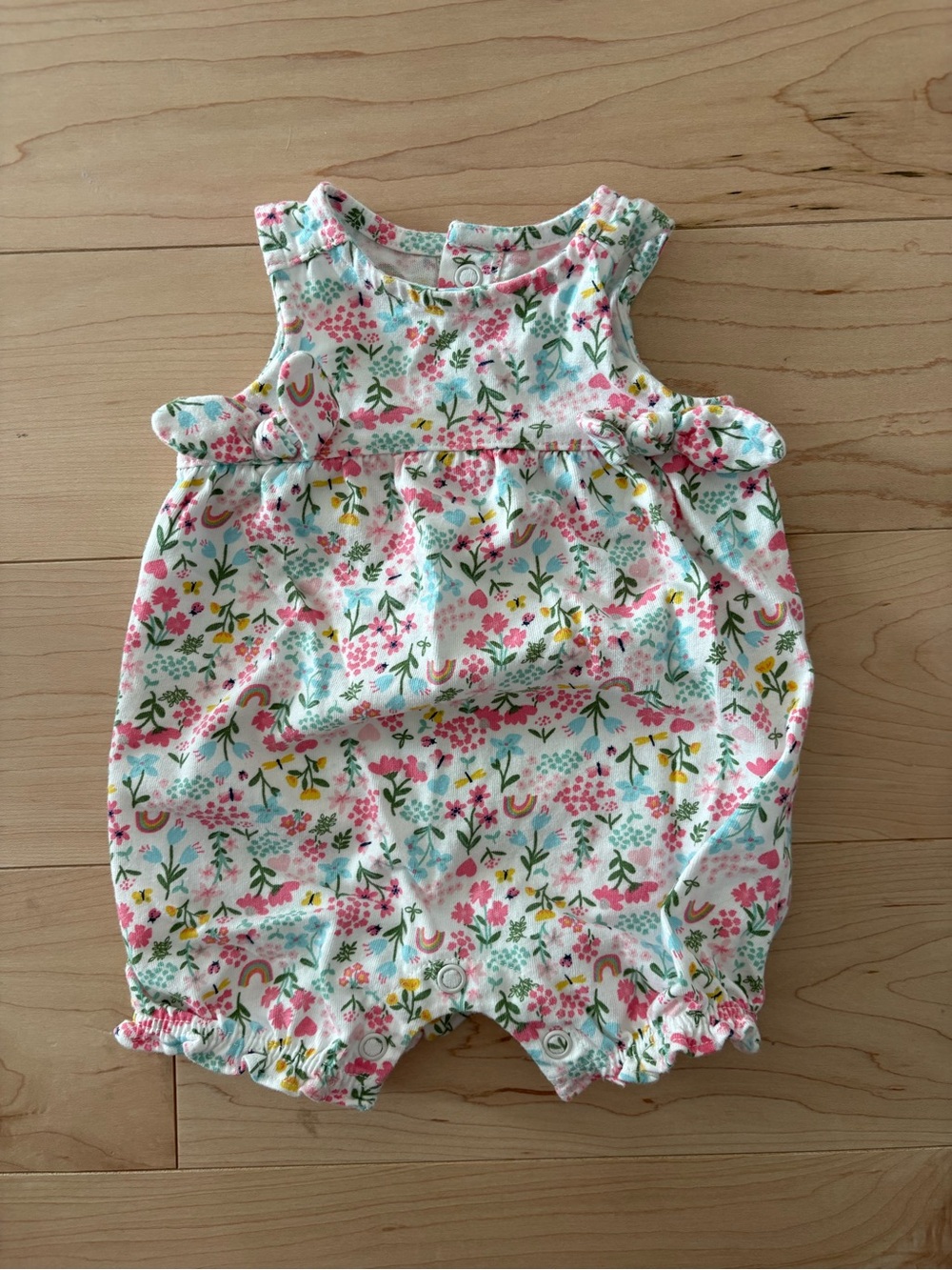 Carter's Floral Bubble Romper in Pink, Green and Yellow